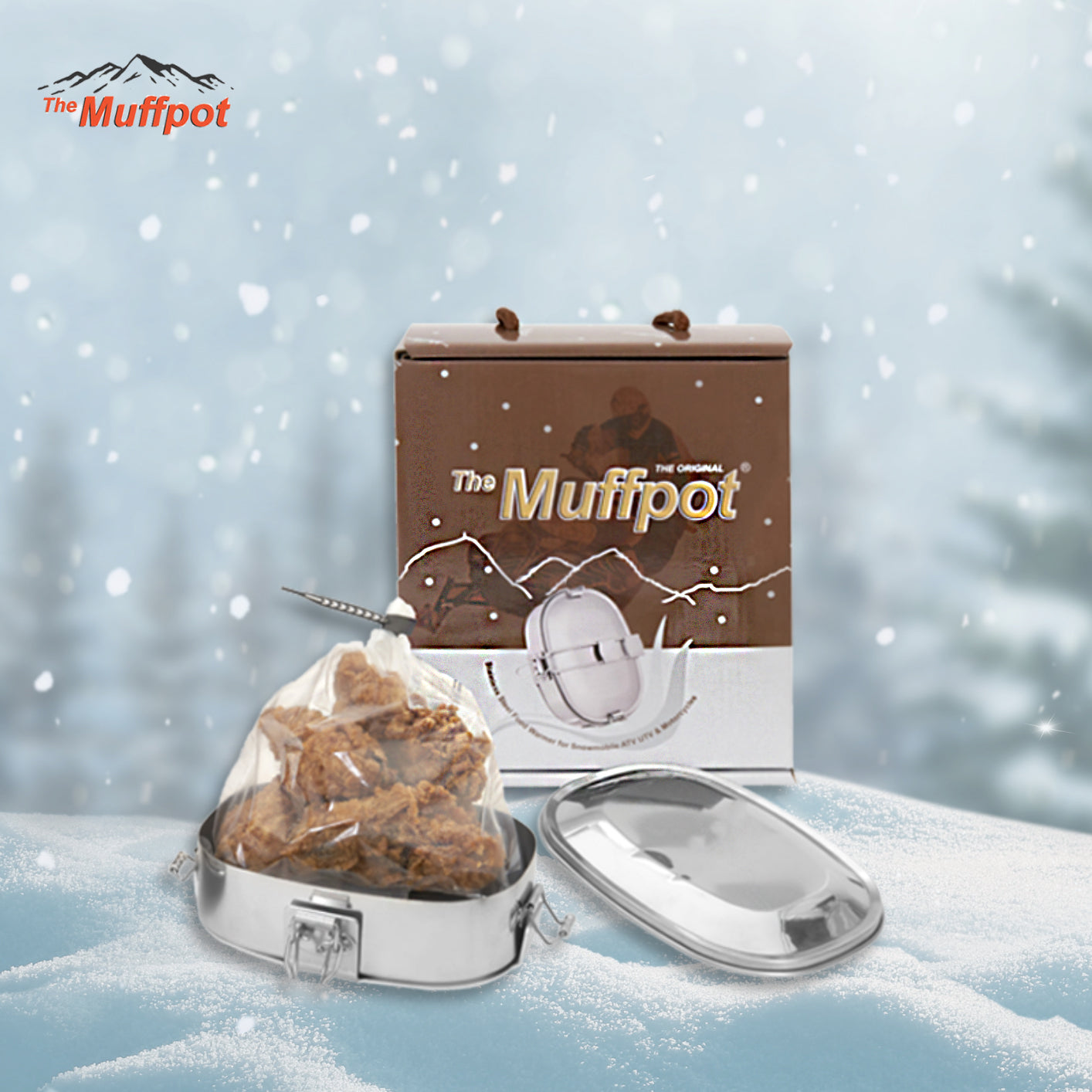 The Original Muffpot Exhaust Food Warmer for Motorsports vehicles. Snowmobile, ATV, UTV, and Motorcycles